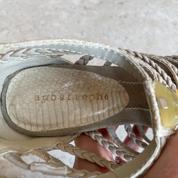 Apostrophe Faux Snakeskin Tan Strappy Bejeweled High Heel Open Toe Sandals, 8.5 - Picture 7 of 10